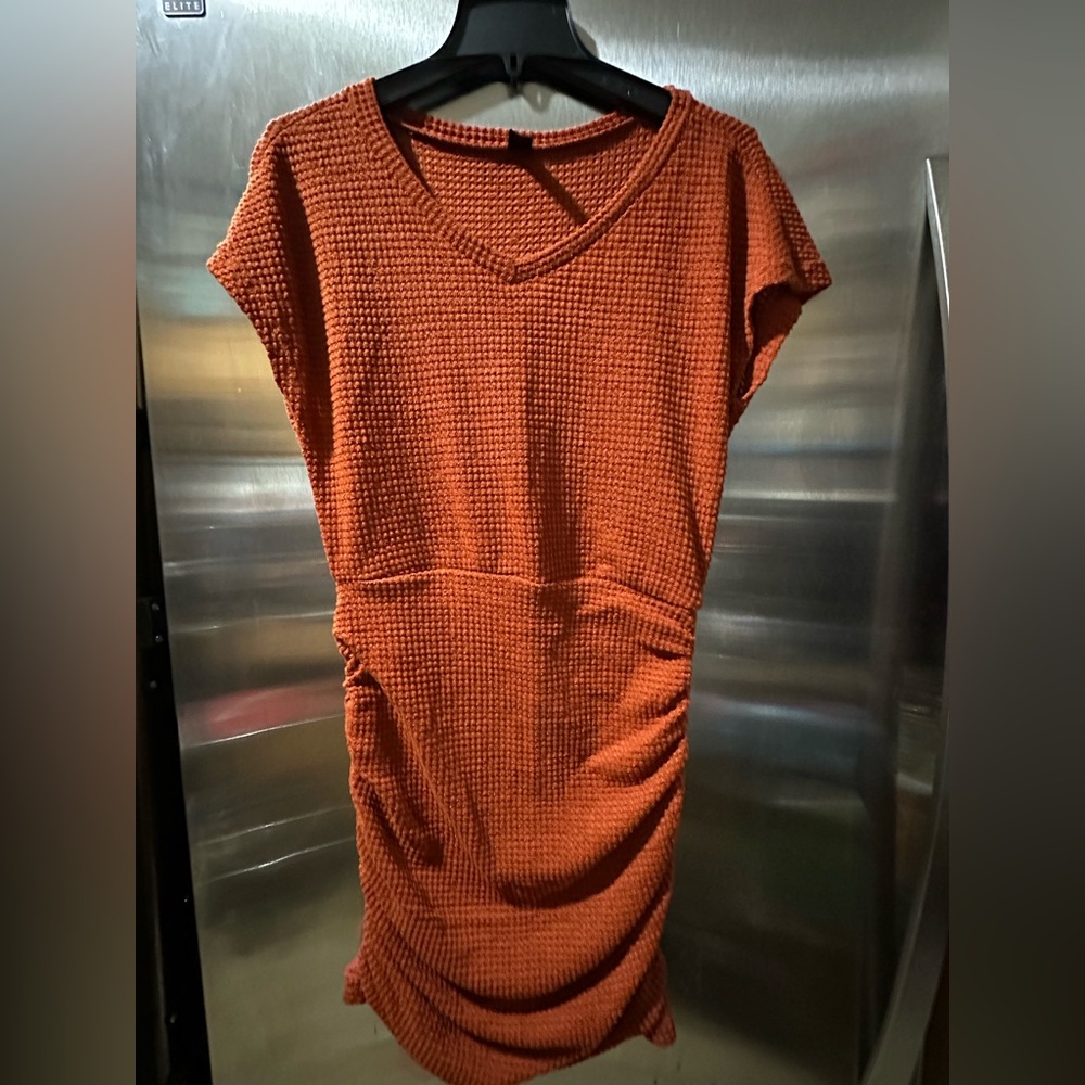 SHEIN Orange Textured Knit Dress
